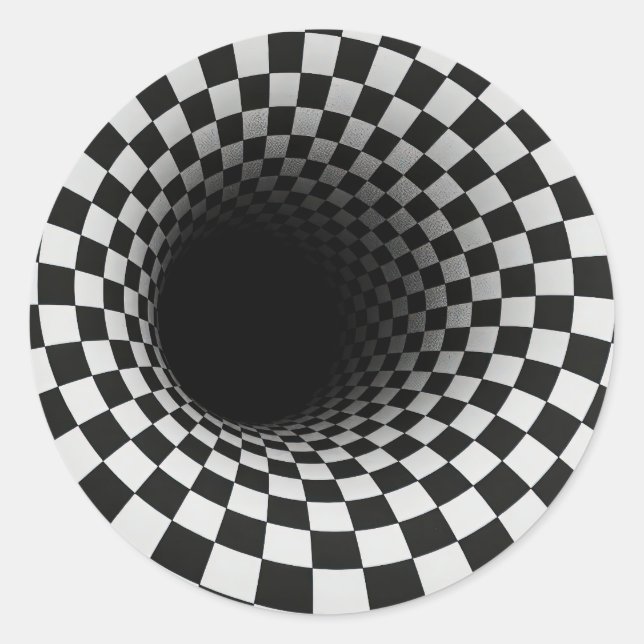 Sticker Rond Black and White Optical Illusion Tunnel (Devant)