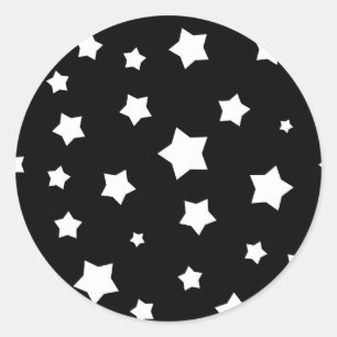 Sticker Rond Black and white stars