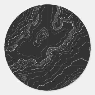 Sticker Rond Black and white topographiy map