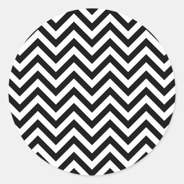 Sticker Rond Black and White Zigzag (Devant)