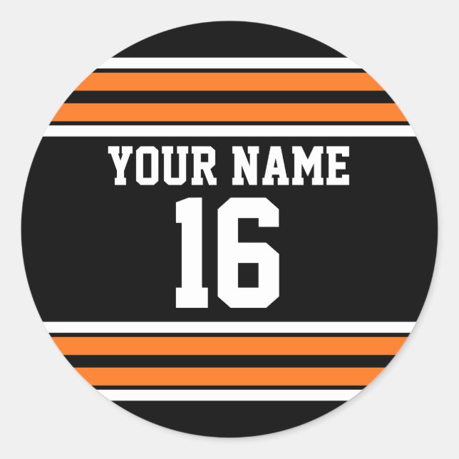 Sticker Rond Black avec Orange White Stripes Team Jersey (Devant)