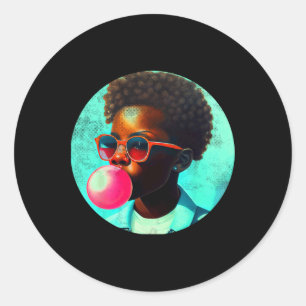 Sticker Rond Black Boy Joy Bubble Gum Fun African Melanin Princ