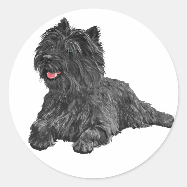 Sticker Rond Black Cairn Terrier (Devant)