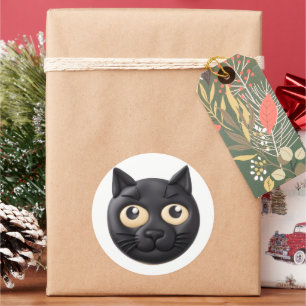 Sticker Rond Black Cat 3D Inspiré