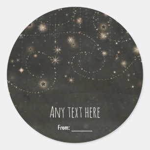 Sticker Rond Black Celestial Starry Sky Fwirls Favoriser