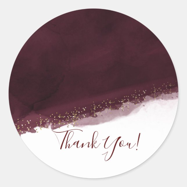 Sticker Rond Black Cherry Aquarelle Or Moderne Elégant Faveur (Devant)