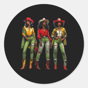 Sticker Rond Black Cowgirl Western Rodeo Melanin Histoire noire