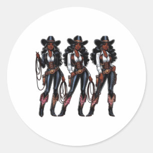 Sticker Rond Black Cowgirl Western Rodeo Melanin Histoire noire