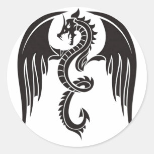 STICKER ROND BLACK DRAGON DRAGON NOIR