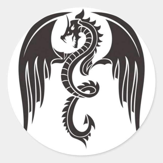 STICKER ROND BLACK DRAGON DRAGON NOIR (Devant)
