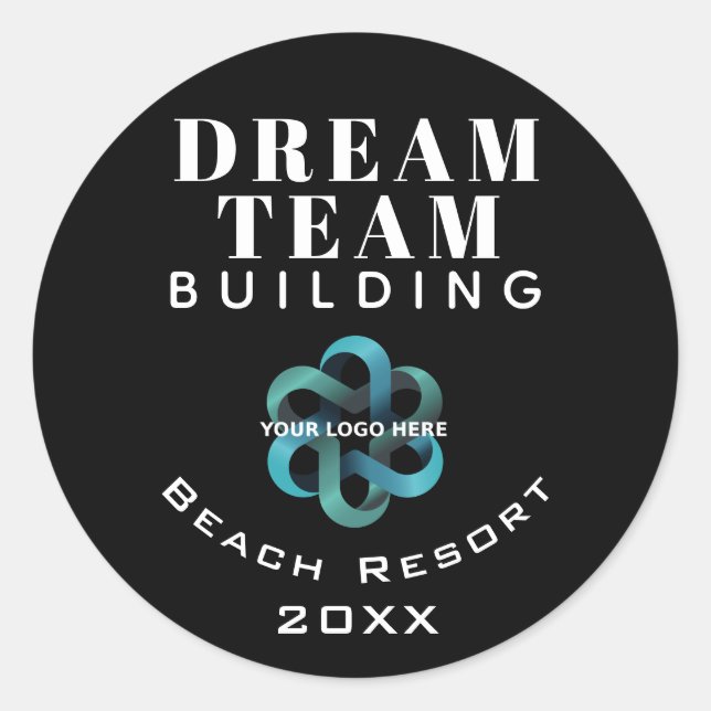 Sticker Rond Black Dream Team Building Company Logo Employé (Devant)