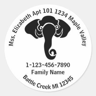 Sticker Rond Black Elephant Family Home Adresse Républicaine