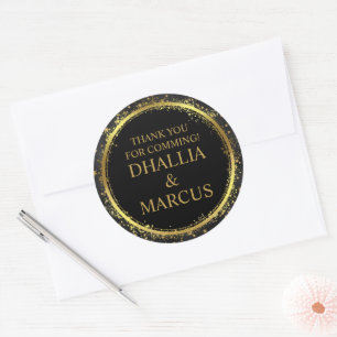 Sticker Rond Black Et Gold Stars Goth Motif