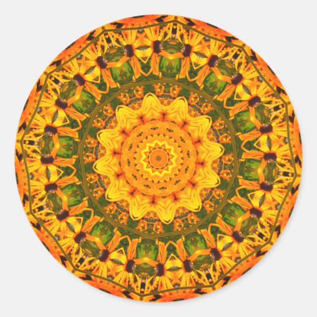 Sticker Rond Black Eyed Susan Abstraite Flower Art (Devant)