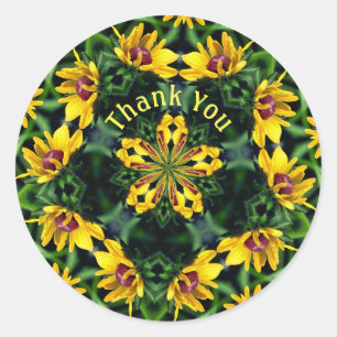 Sticker Rond Black Eyed Susan Merci d'art Abstrait