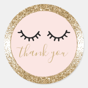 Sticker Rond Black Eyelashes Gold Glitter