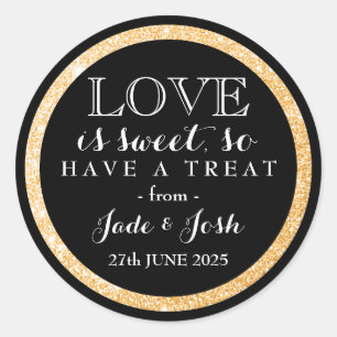 Sticker Rond Black Faux Gold Parties scintillant L'amour est Ma