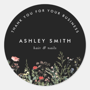 Sticker Rond Black Fleur sauvage Meadow