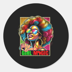 Sticker Rond Black Girl Magic Africa Afro Black Queen Melanin S