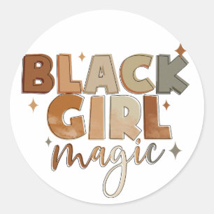 Sticker Rond Black Girl Magic Afro Femme
