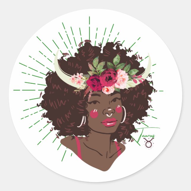 Sticker Rond Black Girl Zodiac Magie (Devant)