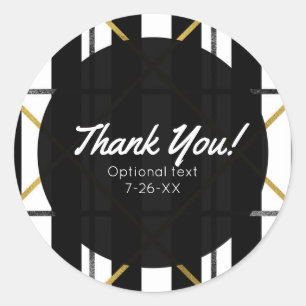 Sticker Rond Black & Gold Chic Glam Fête géométrique Favoriser