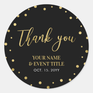 Sticker Rond Black & Gold Moderne remerciement pour cadeau de