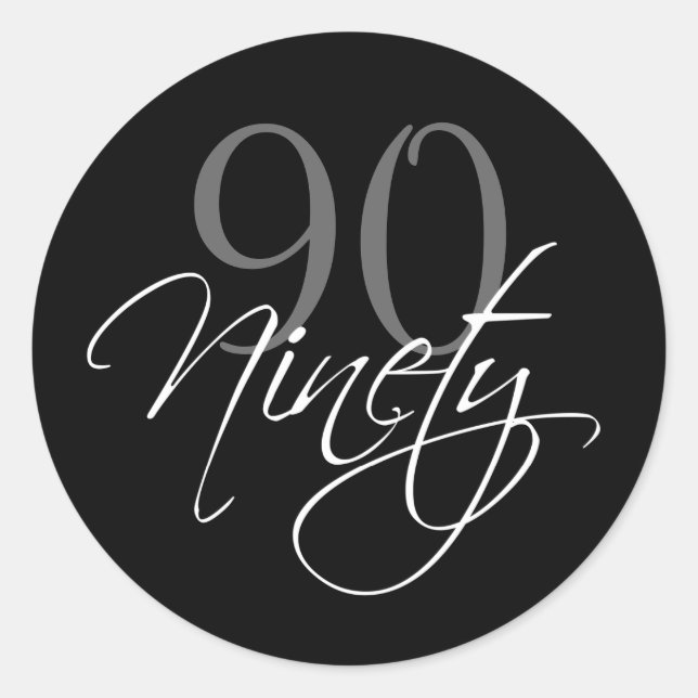 Sticker Rond Black Grey Blanc 90e anniversaire (Devant)