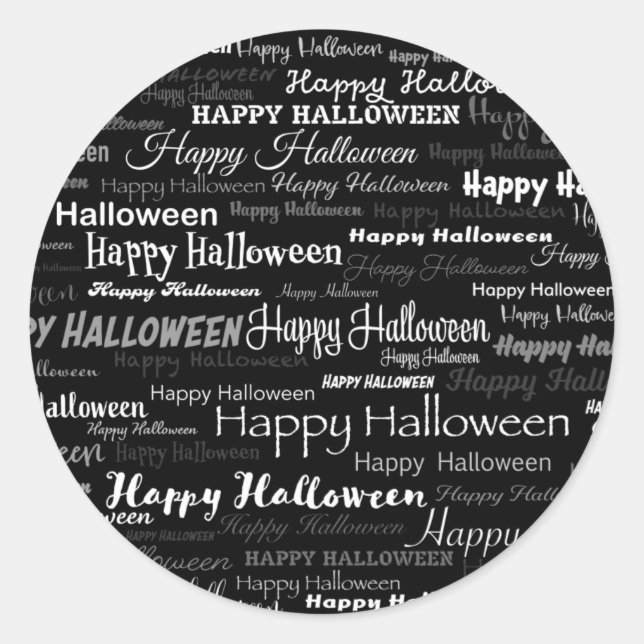 Sticker Rond Black Happy Halloween Typographie moderne (Devant)