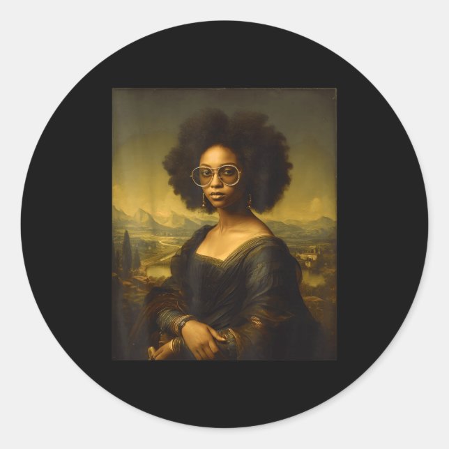 Sticker Rond Black History Month Black Mona Lisa African Americ (Devant)