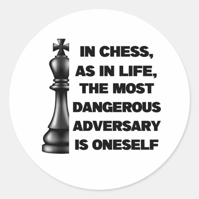 Sticker Rond Black King Chess Pièce de sagesse Stratégie de pui (Devant)