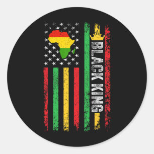 Sticker Rond Black King Melanin African American Flag Black Son