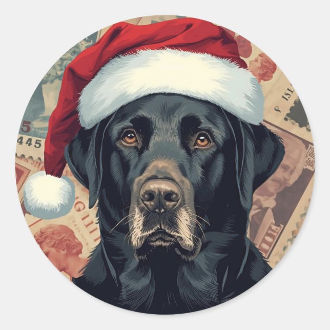 Sticker Rond Black lab christmas (Devant)
