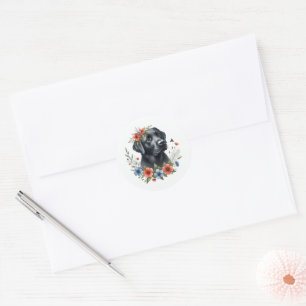 Sticker Rond Black Lab Floral