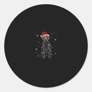 Sticker Rond black lab labrador chien lumières de Noël xmas pèr