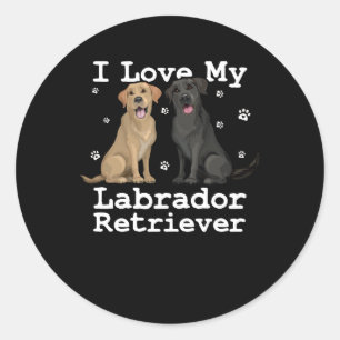 Sticker Rond Black Lab Labrador Retriever Dog Shirt I Love My P