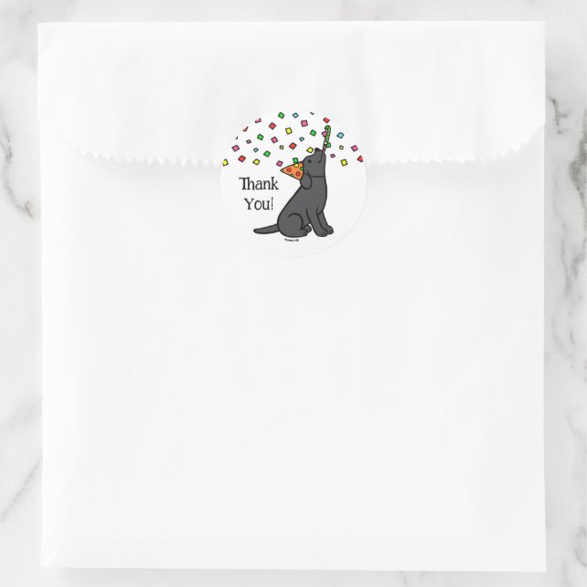 Sticker Rond Black Labrador Birday Party Confetti (Sac)