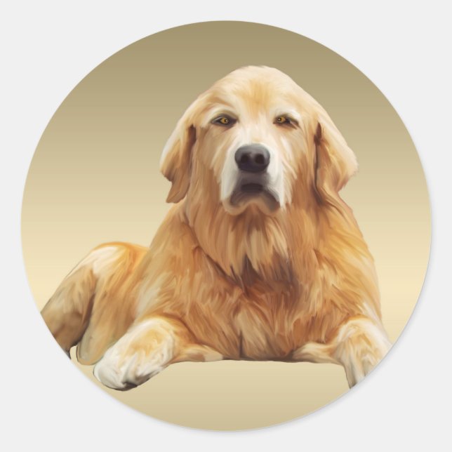 Sticker Rond Black Labrador Dog Water Couleur Art Peinture (Devant)