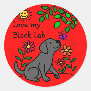 Sticker Rond Black Labrador & Green