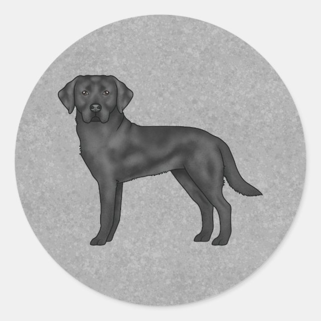 Sticker Rond Black Labrador Retriever Chien Cute Canine Grey (Devant)