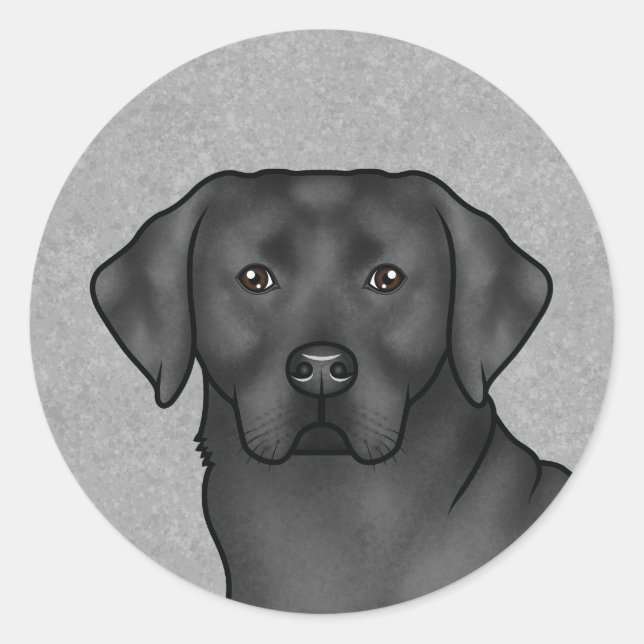 Sticker Rond Black Labrador Retriever Chien mignonne Portrait G (Devant)
