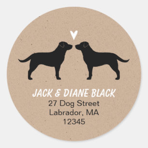 Sticker Rond Black Labrador Retrivers Adresse de retour