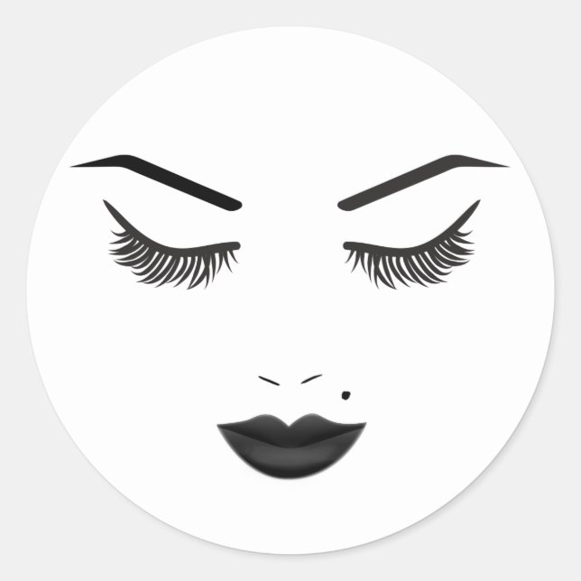 Sticker Rond Black Lips maquillage visage sourcils lèvres glam  (Devant)