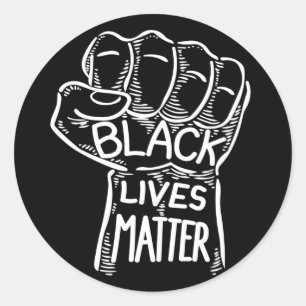 Sticker Rond Black Lives Matt, Poing, Black Power, BHM