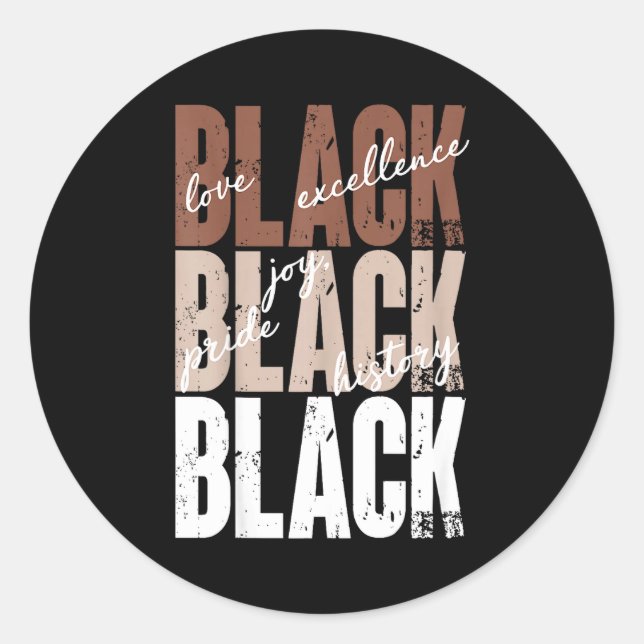 Sticker Rond Black Love Excellence Joy Pride Black History Afri (Devant)