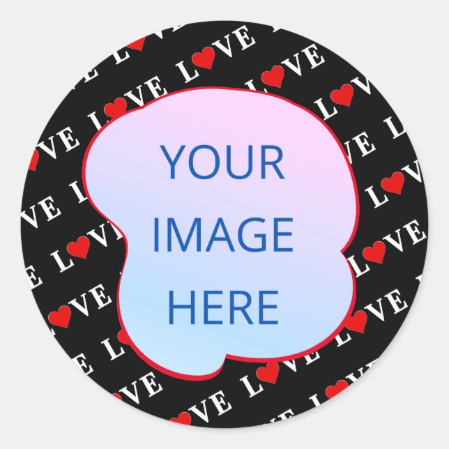 Sticker Rond Black LOVE tendance noir et blanc (Devant)