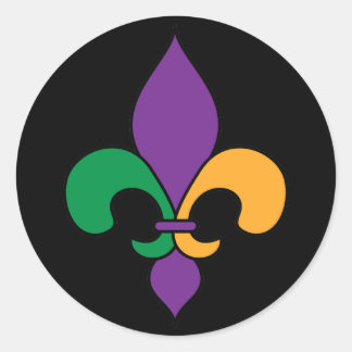 Sticker Rond Black Mardi Gras Fleur de Lis