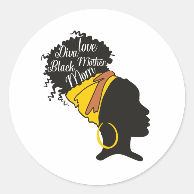 Sticker Rond Black Mom Diva Love Nana Fête des mères (Devant)