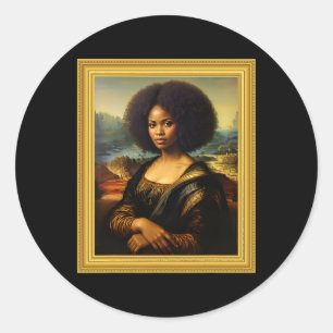 Sticker Rond Black Mona Lisa Afro Reine Africaine Femme Noir So