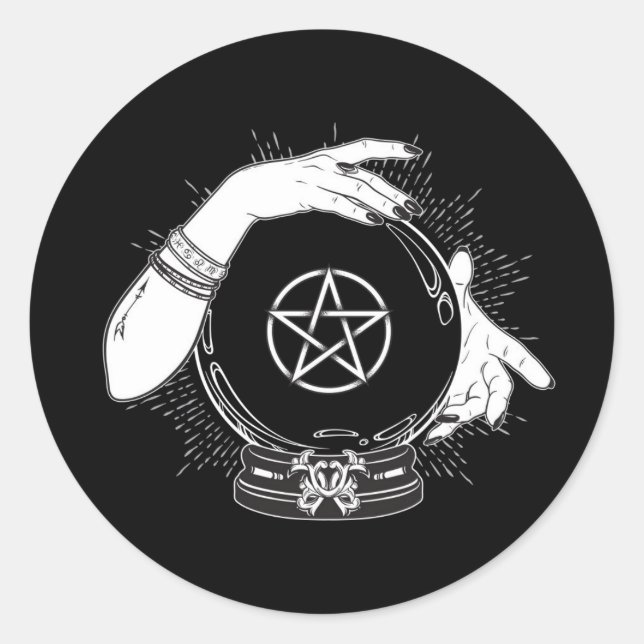 Sticker Rond Black Mystic Fortune Teller Mystical Crystal Ball (Devant)